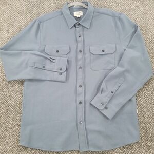 Julian & Mark Mens Blue Soft Stretch Button Down Utility Shirt Large Long Sleeve